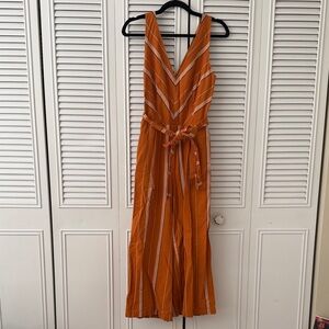 Striped Orange Jumpsuit with Belt